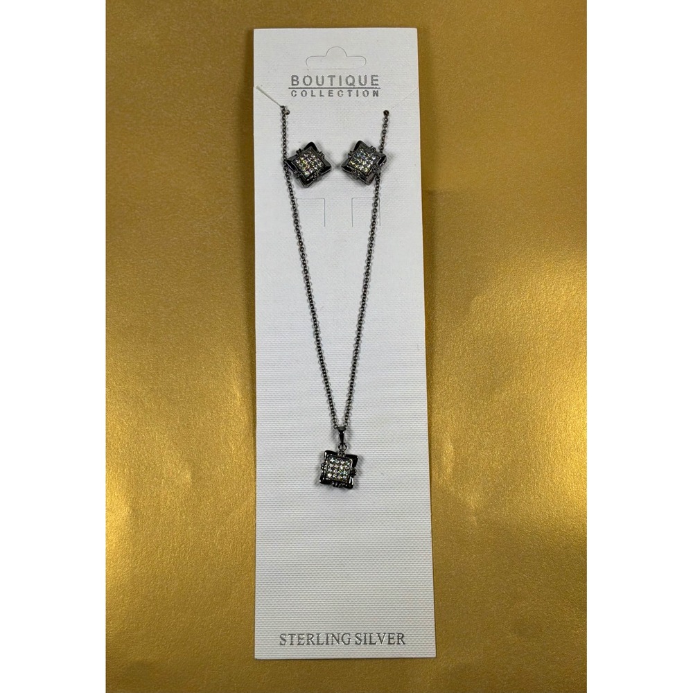 Sterling Silver Marcasite Style Necklace and‎ Matching Earring Set